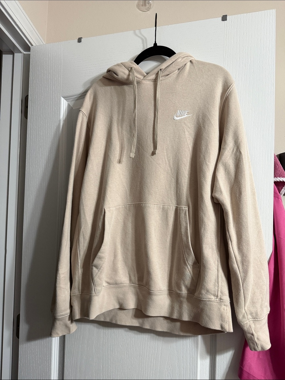 Nike Beige Pullover Hoodie with White Swoosh